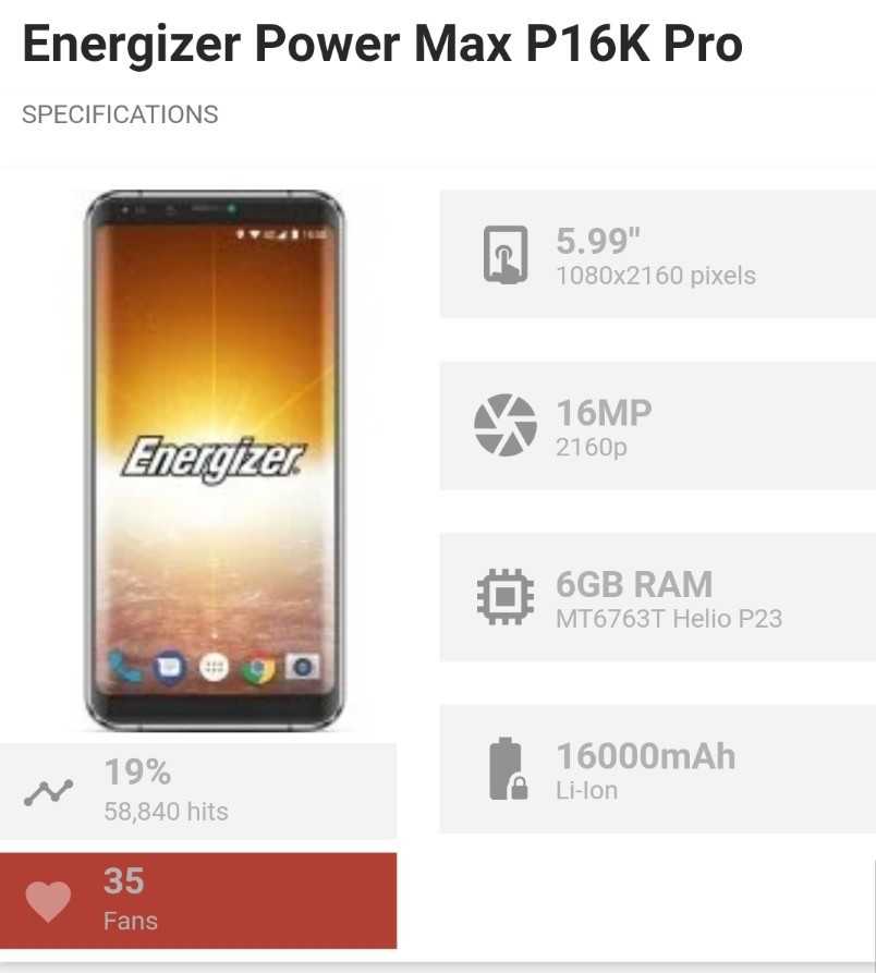 Energizer p18k pop – обзор смартфона, цена